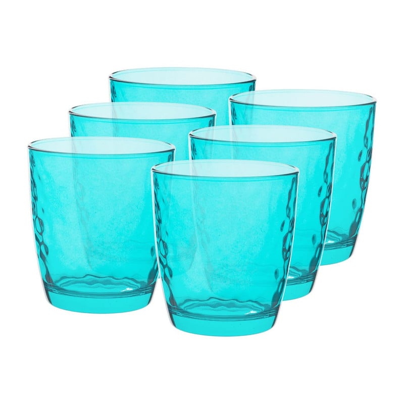 Sapglas colourful - 32 cl - turquoise - set van 6