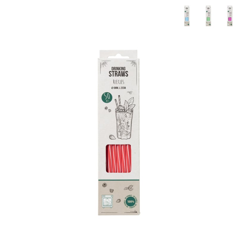 Rietjes kunststof - multikleur - 50 stuks