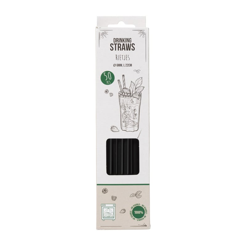 Rietjes kunststof - zwart - 50 stuks