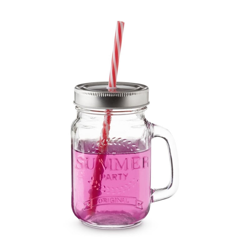 Mason Jar Summer party glas met rietje - 45 cl
