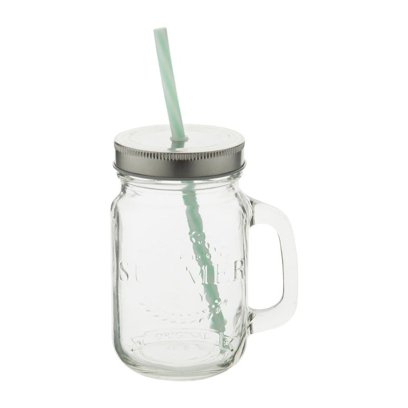Mason Jar Summer party glas met rietje - 45 cl