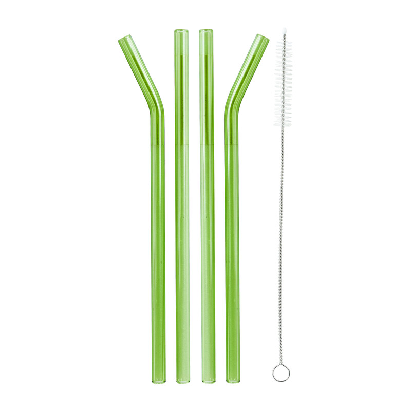 Rietjes van glas - groen - set van 4