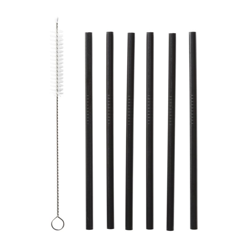 Rietjes RVS - zwart - set van 6