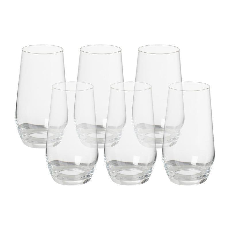 Longdrinkglazen kristal - transparant - set van 6 stuks