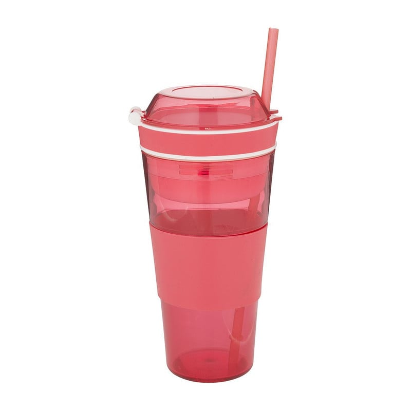 Snack drinkbeker met rietje - 500 ml - rood 
