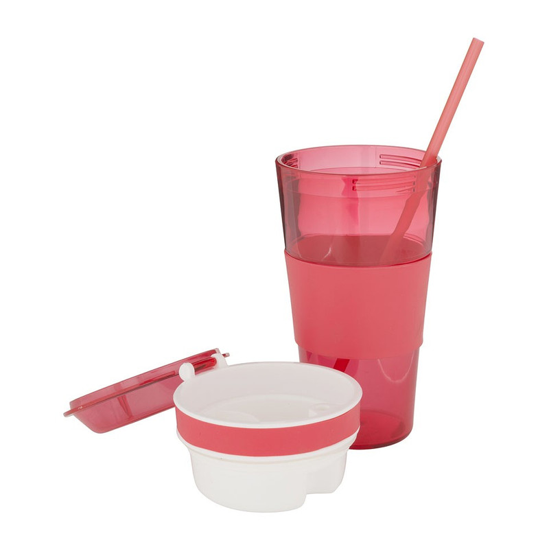 Snack drinkbeker met rietje - 500 ml - rood 