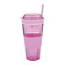 Snack drinkbeker met rietje - 500 ml - roze 