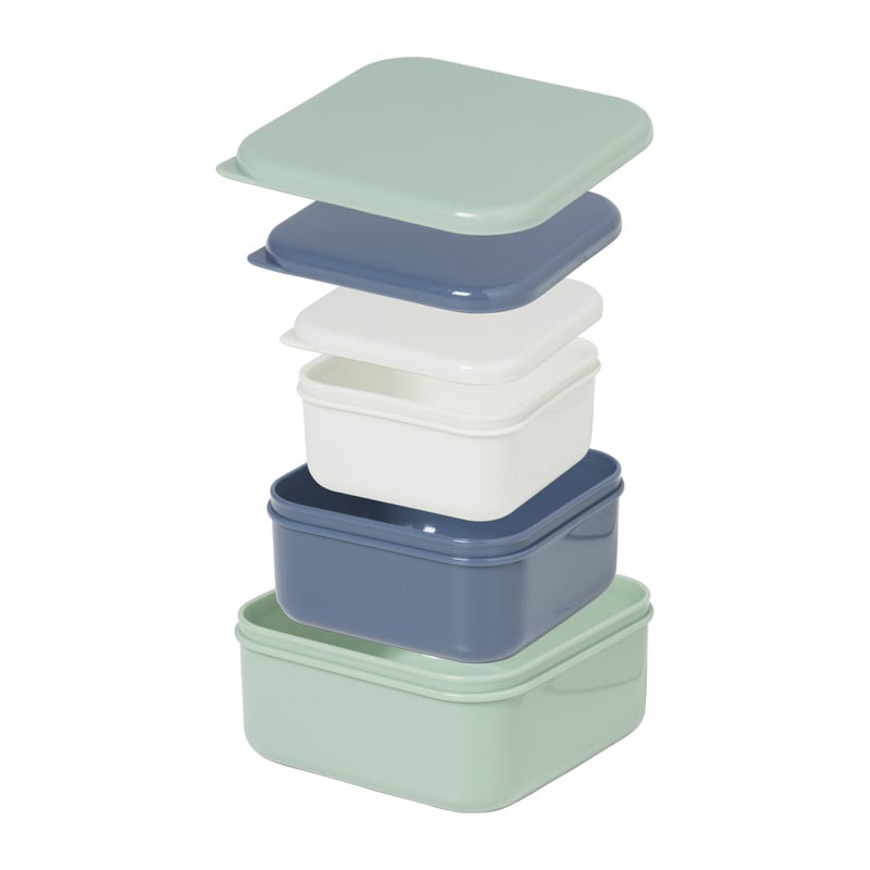 Opbergbakjes set van 3 - groen/blauw/grijs