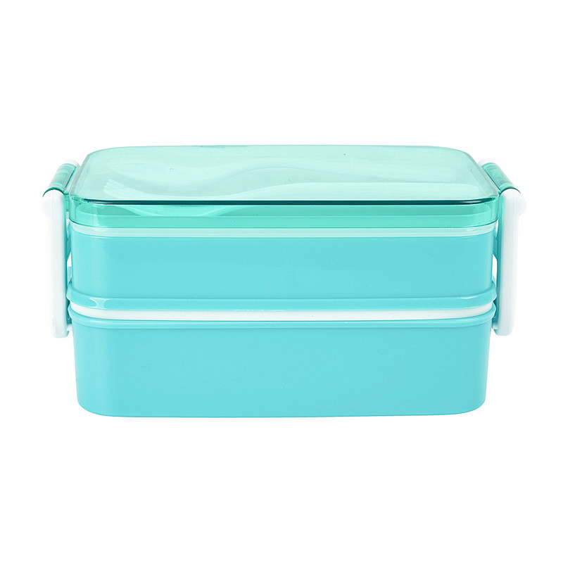 Lunchbox met bestek -  2-vaks - groen 