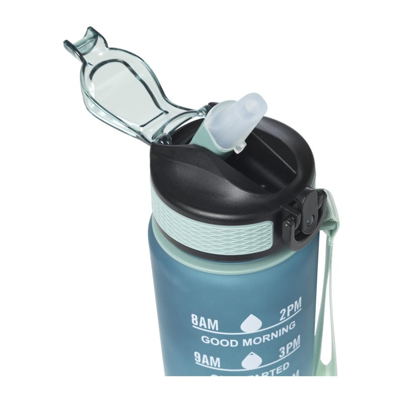 Motivatie waterfles - groen/blauw - 1 liter