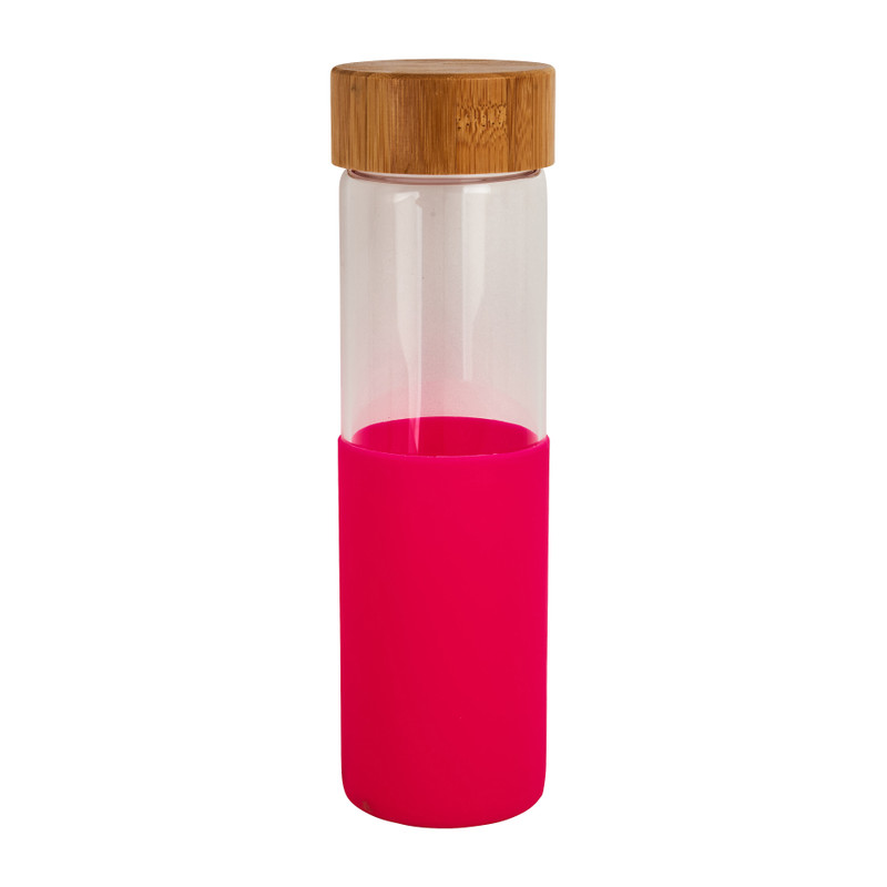 Drinkfles - bamboe dop - roze