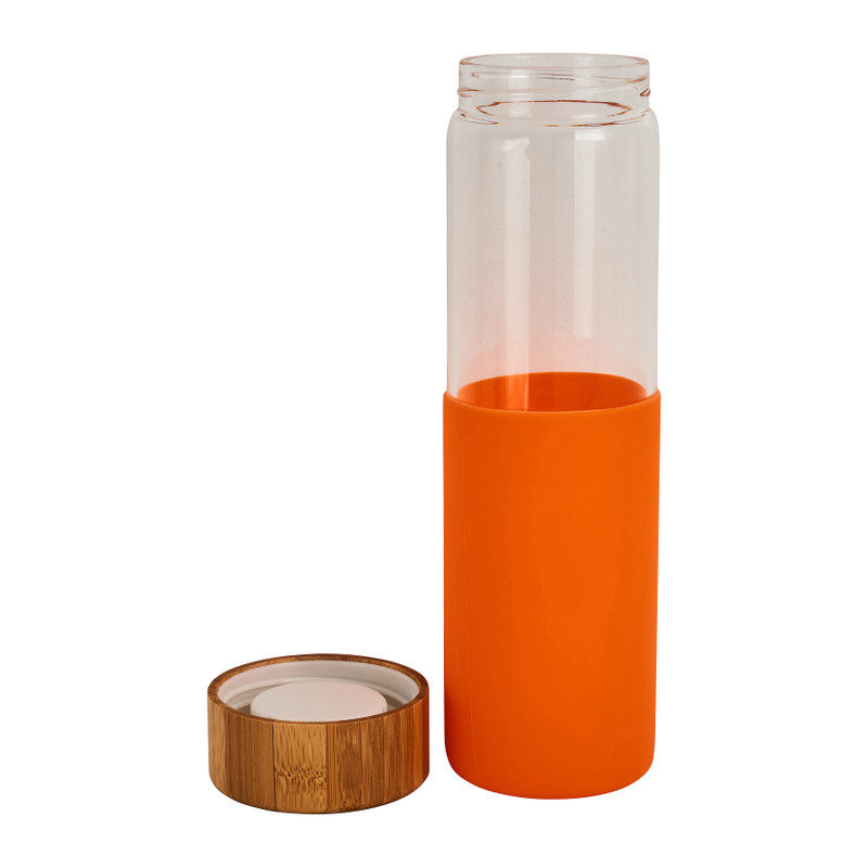 Drinkfles - bamboe dop - oranje