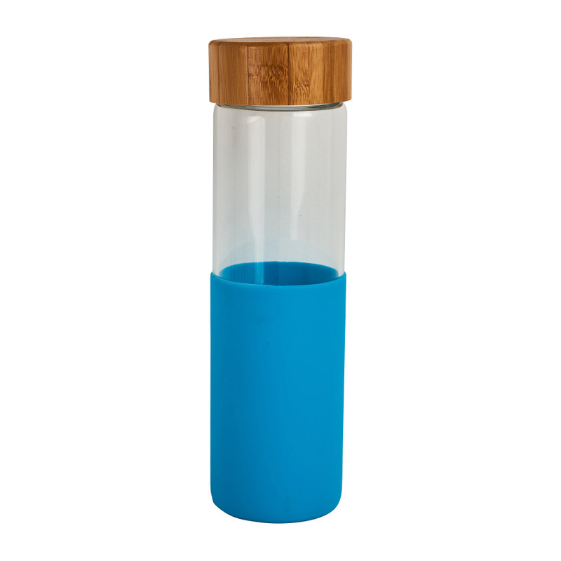 Drinkfles - bamboe dop - blauw