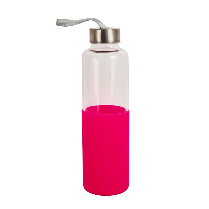 Drinkfles - glas - roze 