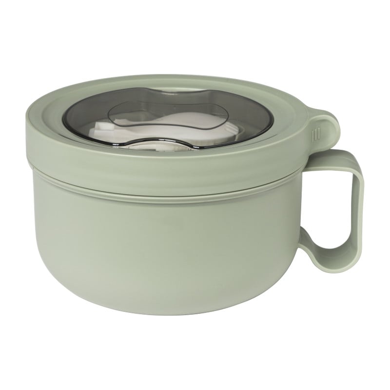 Lunchbox met lepel - diverse kleuren - 14.5x9.3 cm