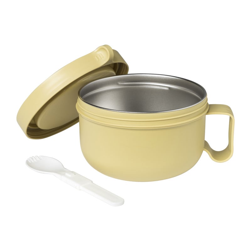Lunchbox met lepel - diverse kleuren - 14.5x9.3 cm