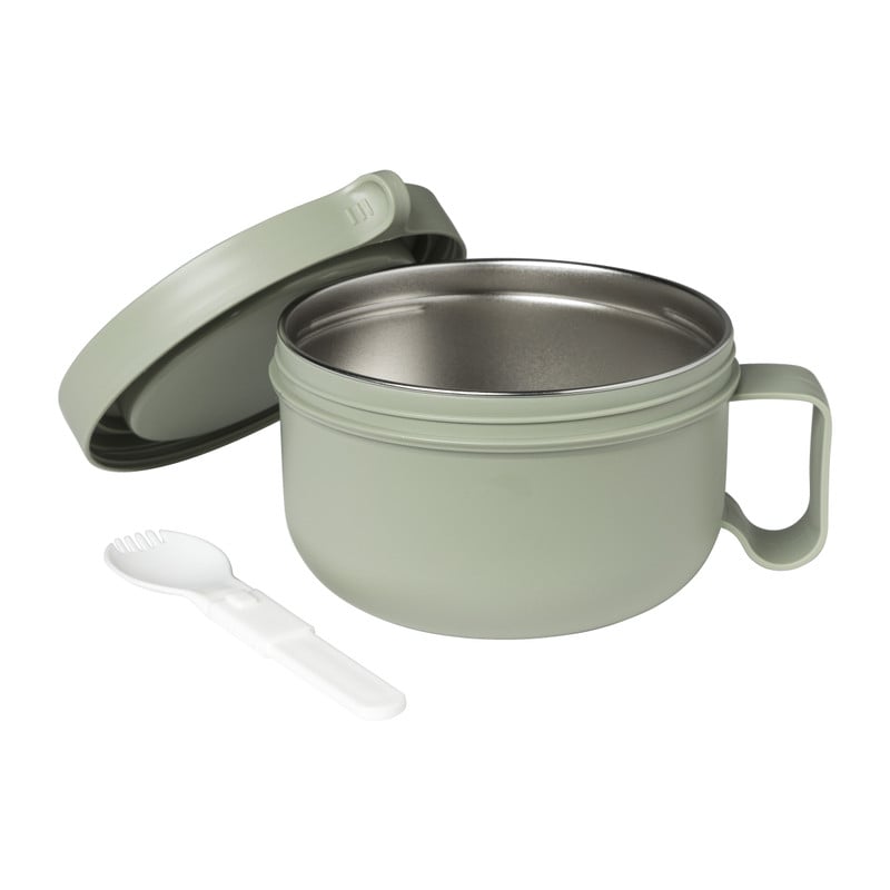 Lunchbox met lepel - diverse kleuren - 14.5x9.3 cm