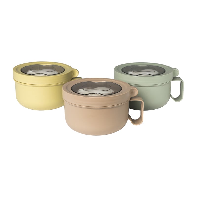 Lunchbox met lepel - diverse kleuren - 14.5x9.3 cm