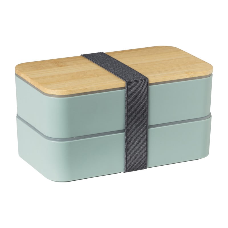 Lunchbox dubbel - groen - 9.5x18.5x10.5 cm