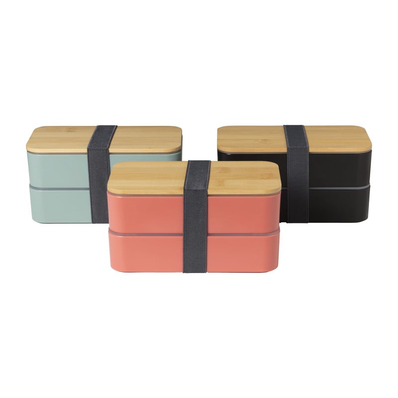 Lunchbox dubbel - roze - 9.5x18.5x10.5 cm