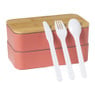 Lunchbox dubbel - roze - 9.5x18.5x10.5 cm