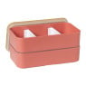 Lunchbox dubbel - roze - 9.5x18.5x10.5 cm