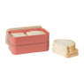 Lunchbox dubbel - roze - 9.5x18.5x10.5 cm