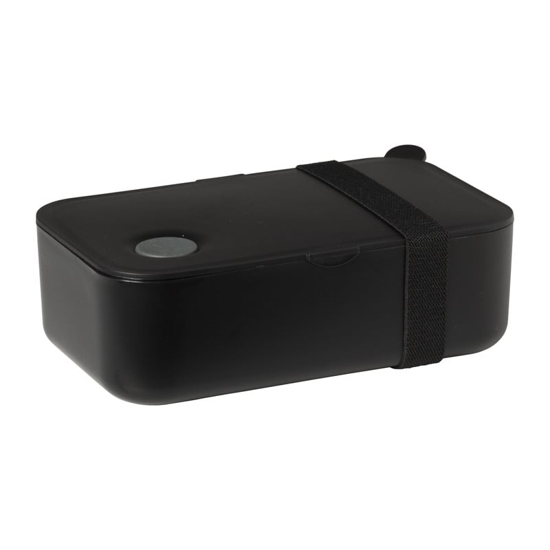 Lunchbox met elastiek - zwart - 6.8x19x12 cm