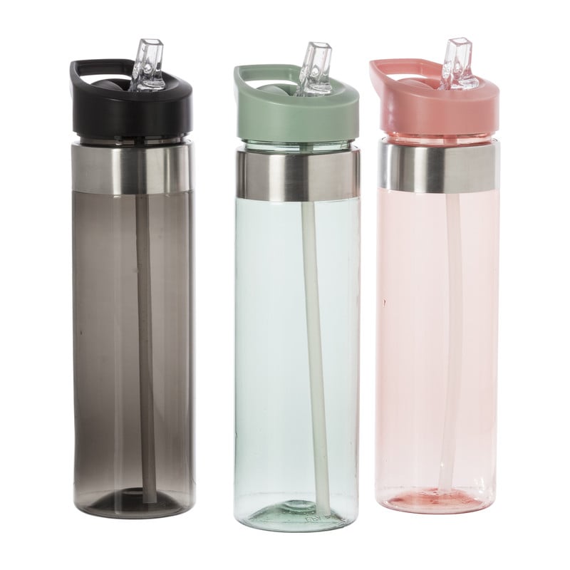 Drinkfles met rietje - zwart - 500 ml