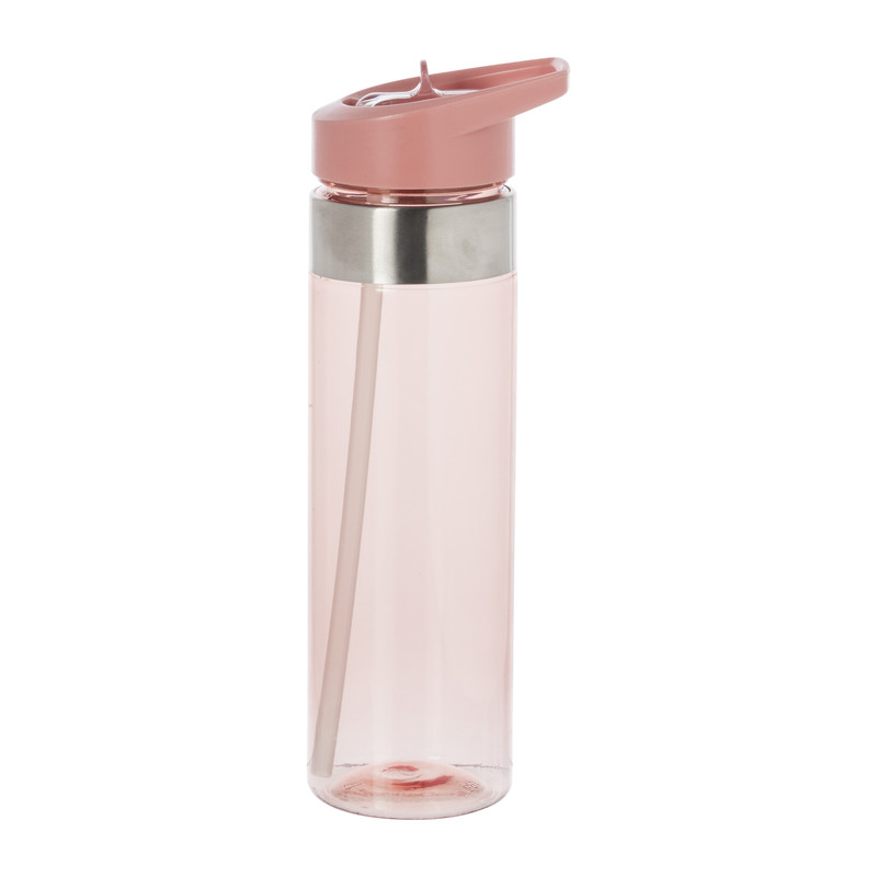 Drinkfles met rietje - roze - 500 ml