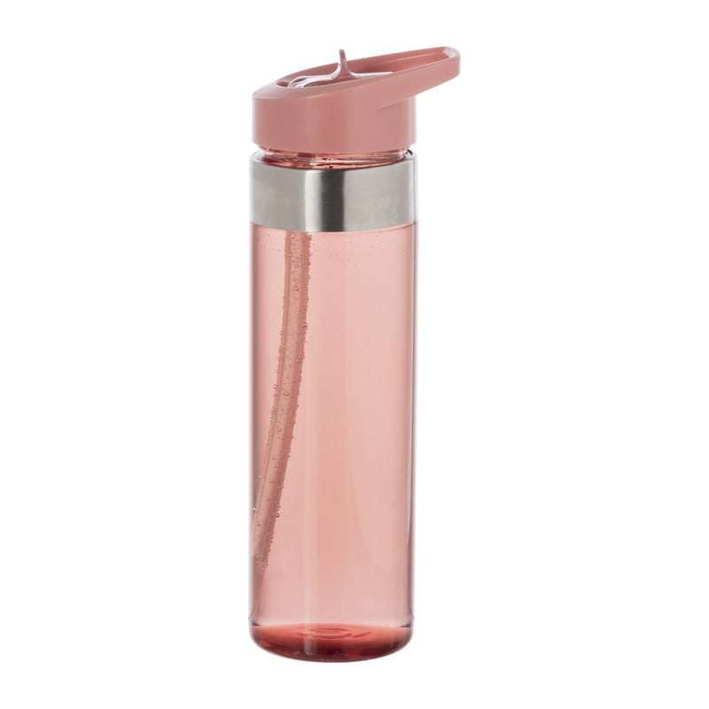 Drinkfles met rietje - roze - 500 ml
