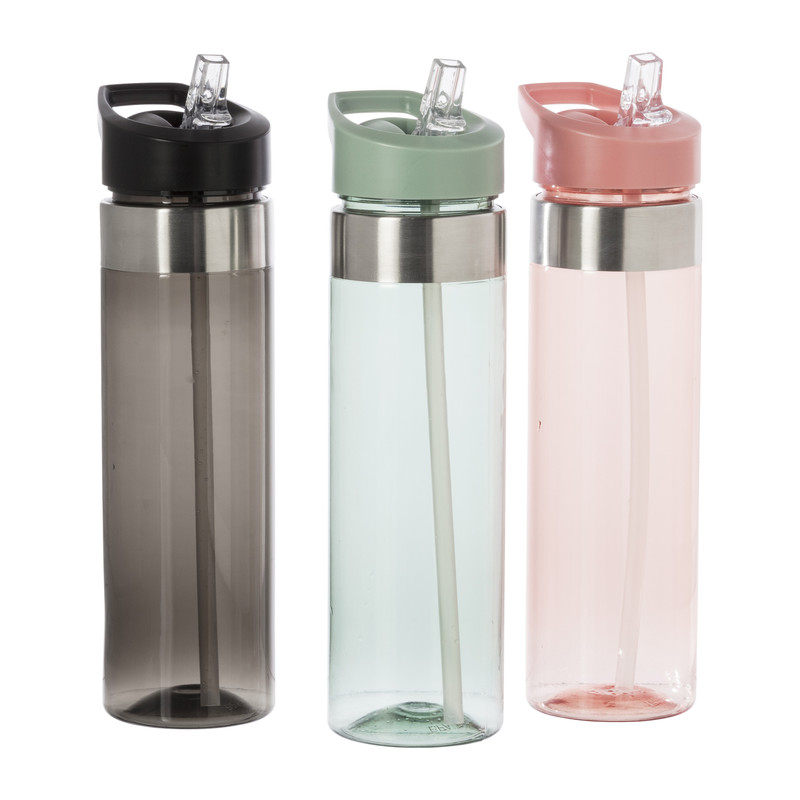 Drinkfles met rietje - roze - 500 ml