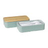Lunchbox dubbel met bestek - groen - 700 ml