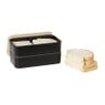 Lunchbox dubbel met bestek - zwart - 700 ml