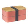 Lunchbox dubbel met bestek - oranje - 700 ml