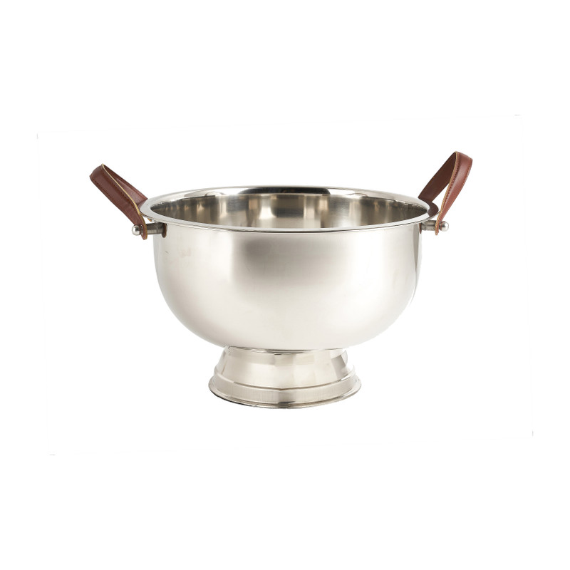 Champagnekoeler met leren handgrepen - ⌀39x25 cm