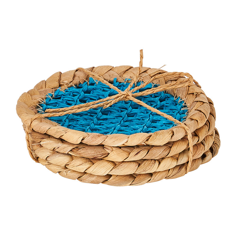 Onderzetter waterhyacint - turquoise - 4 stuks 
