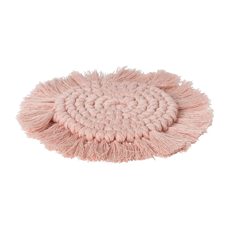 Onderzetter geknoopt - licht roze - ø15 cm