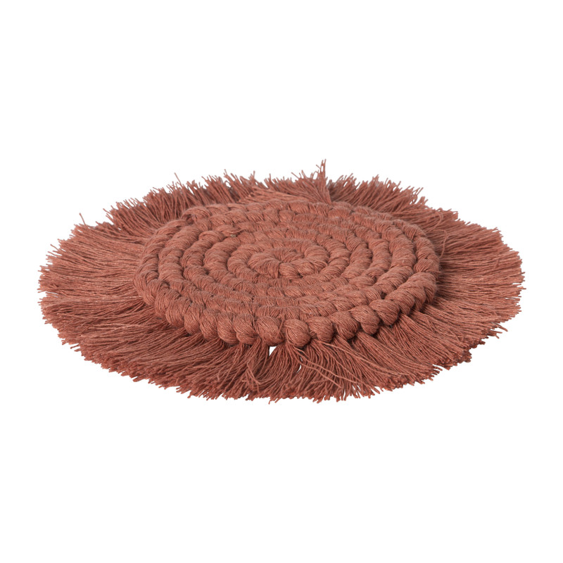 Onderzetter geknoopt - terra rood - ø15 cm