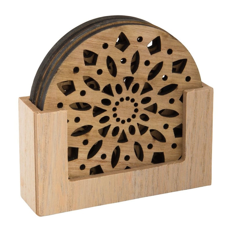 Onderzetter hout deco - set van 4