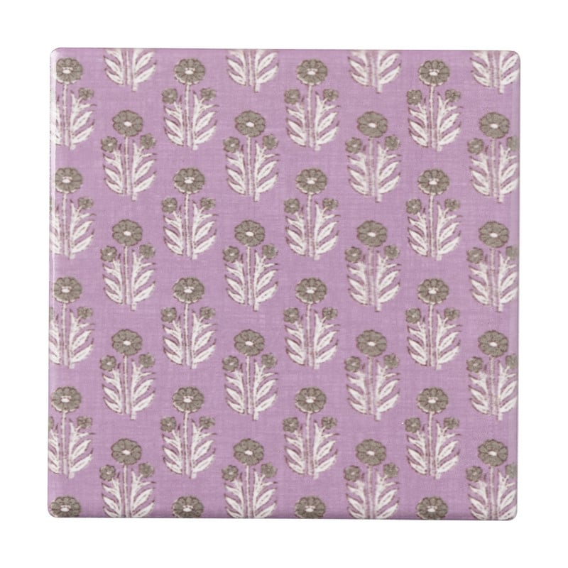 Onderzetter met print - paars - 10x10 cm