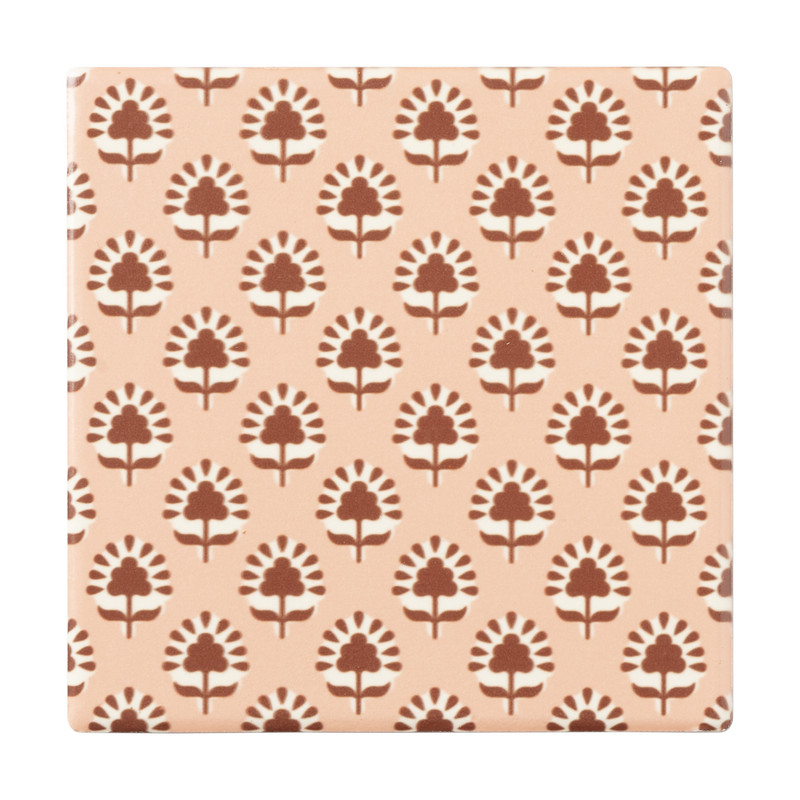 Onderzetter met print - roze - 10x10 cm