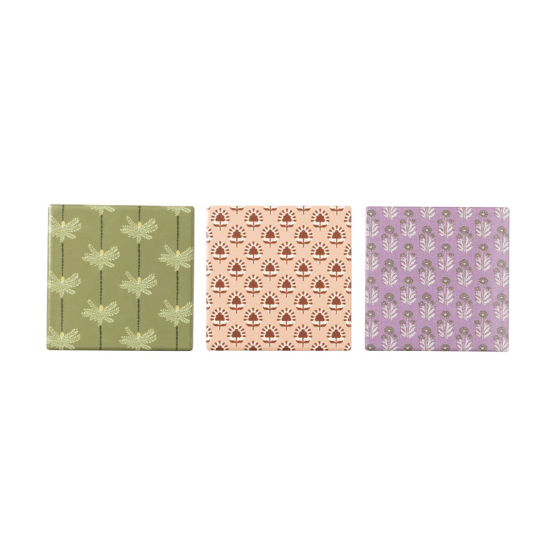 Onderzetter met print - roze - 10x10 cm
