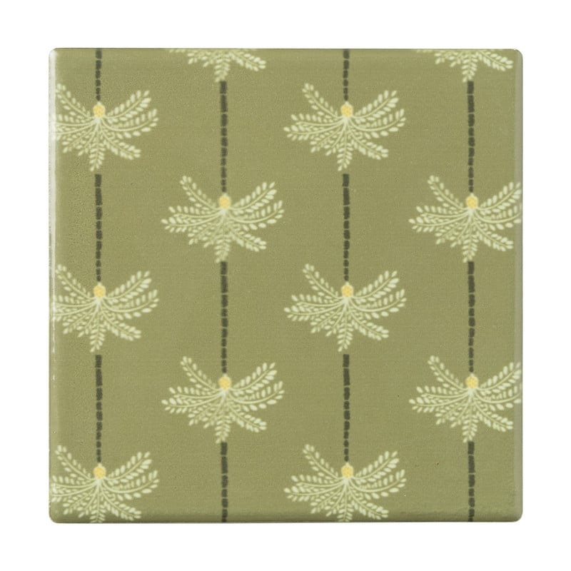 Onderzetter met print - groen - 10x10 cm