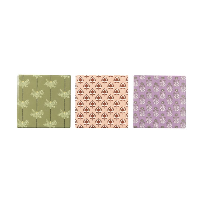 Onderzetter met print - groen - 10x10 cm