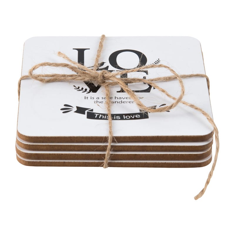 Onderzetters  love - kurk - 4 stuks