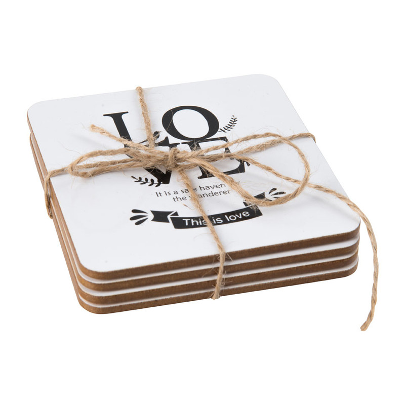 Onderzetters  love - kurk - 4 stuks