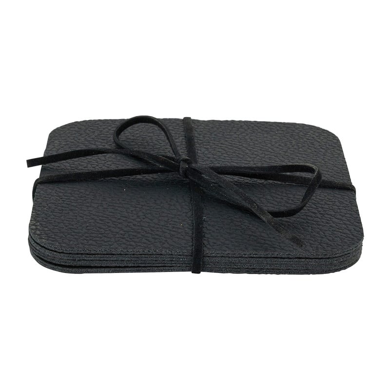 Onderzetters PU leer - zwart - set van 4