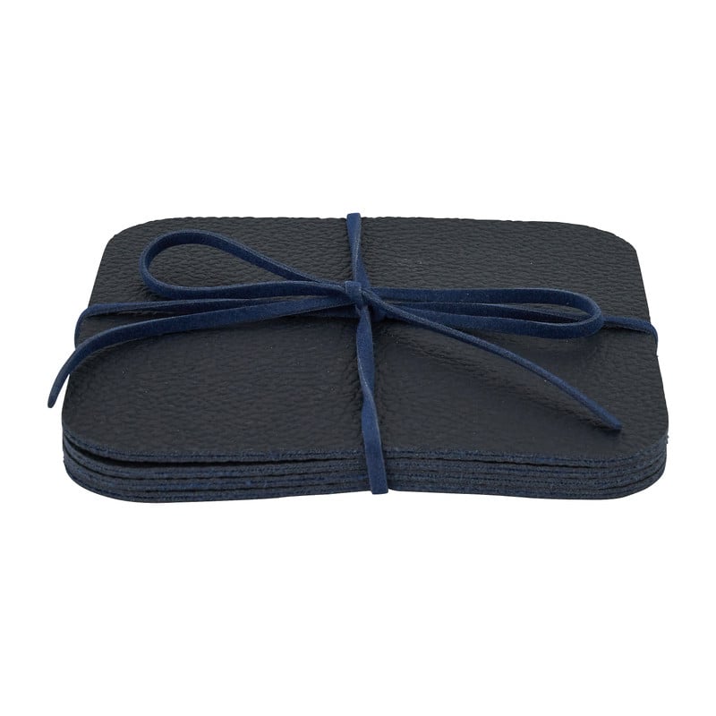 Onderzetters PU leer - blauw - set van 4