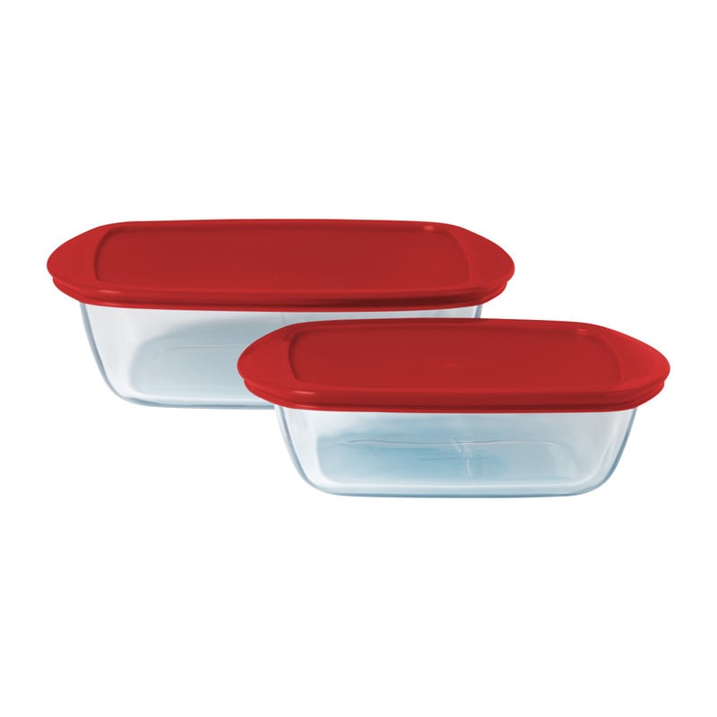 Pyrex ovenschaal - rood - set van 2